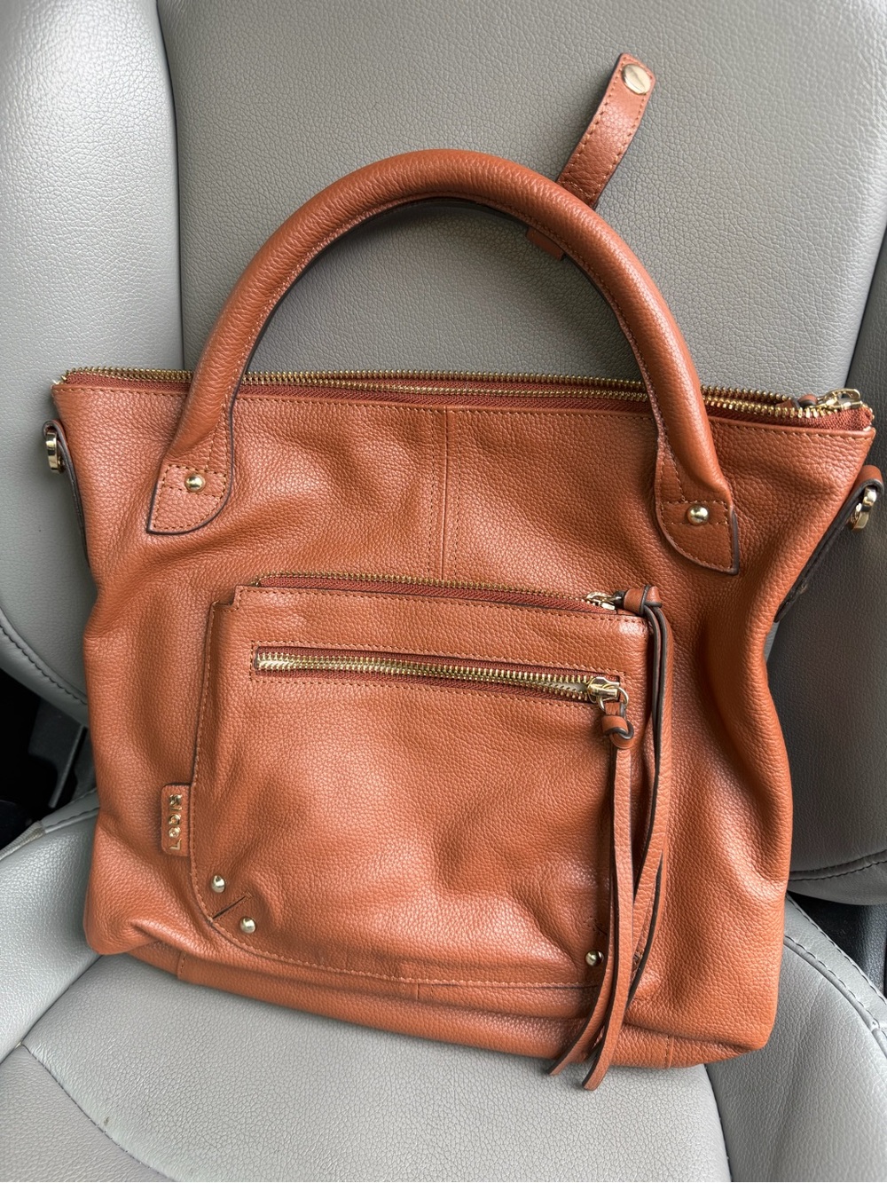 Lodis Leather Satchel Bag in Chestnut Brown